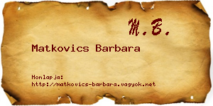 Matkovics Barbara névjegykártya